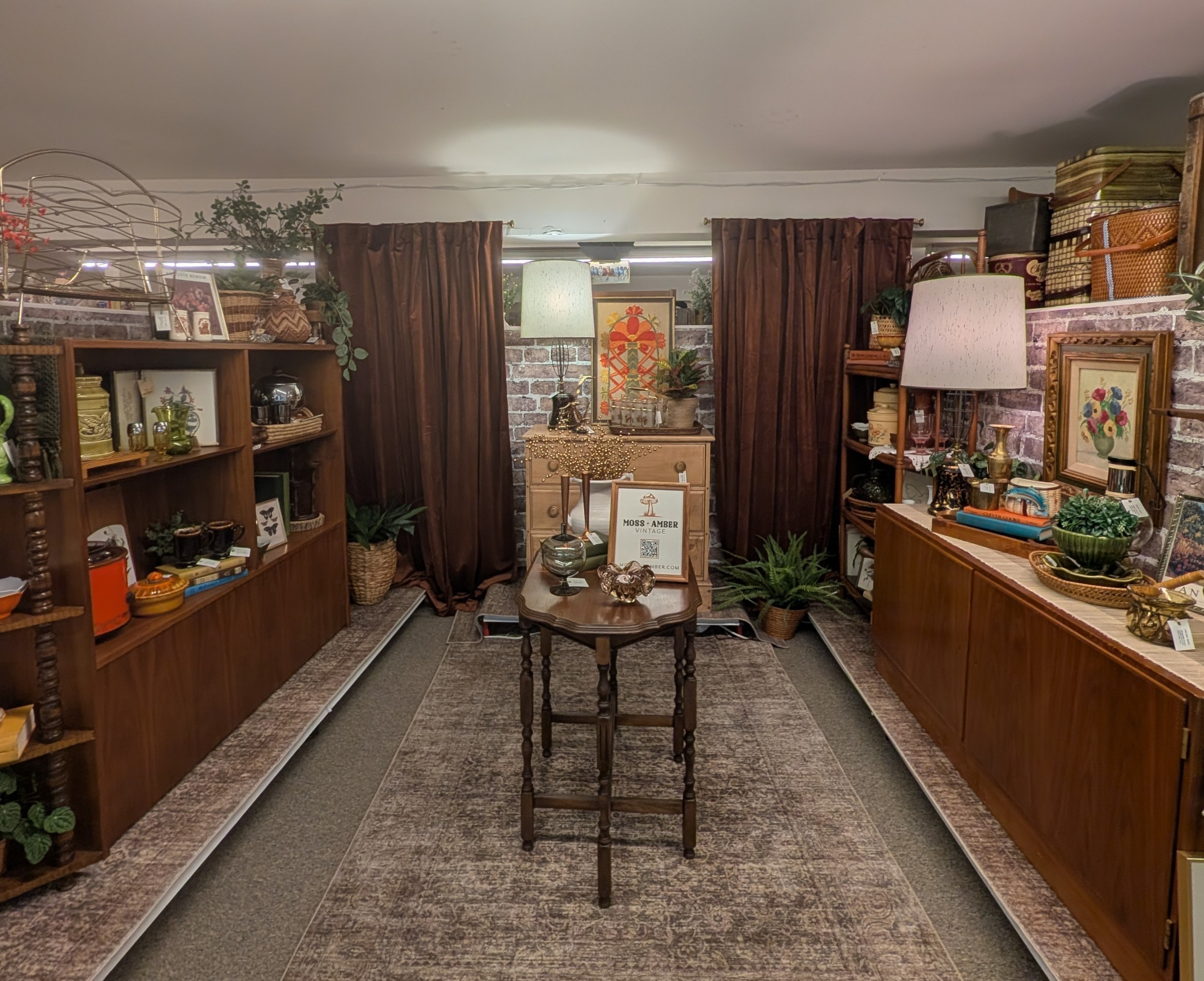 Moss + Amber Vintage booth at Weaver Treasures Antique Mall